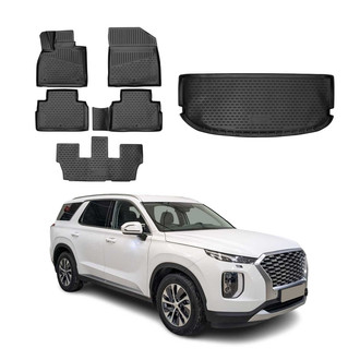 OMAC® - Classic 1st, 2nd Row & Cargo Black Floor Mat and Cargo Liner Set