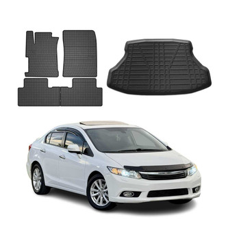 OMAC® - Classic 1st, 2nd Row & Cargo Black Floor Mat and Cargo Liner Set
