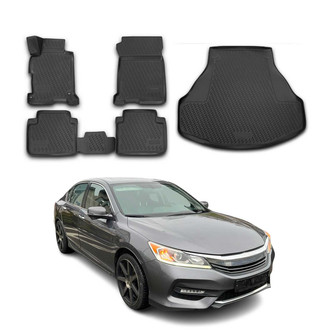 OMAC® - Classic 1st, 2nd Row & Cargo Black Floor Mat and Cargo Liner Set