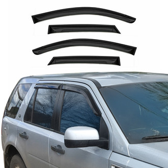 OMAC® - Tape-On Black Smoke Front and Rear Tape-On Window Visor Vent Rain Guard Deflector