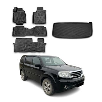 OMAC® - Classic 1st, 2nd Row & Cargo Black Floor Mat and Cargo Liner Set