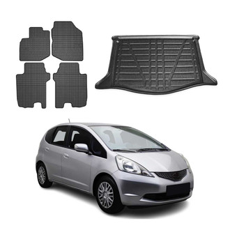 OMAC® - Classic 1st, 2nd Row & Cargo Black Floor Mat and Cargo Liner Set