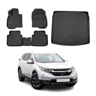 OMAC® - Classic 1st, 2nd Row & Cargo Black Floor Mat and Cargo Liner Set