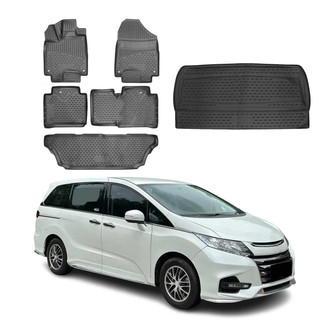 OMAC® - Classic 1st, 2nd Row & Cargo Black Floor Mat and Cargo Liner Set