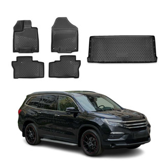OMAC® - Classic 1st, 2nd Row & Cargo Black Floor Mat and Cargo Liner Set