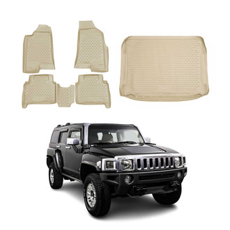OMAC® - Classic 1st, 2nd Row & Cargo Beige Floor Mat and Cargo Liner Set