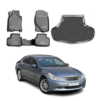 OMAC® - Classic 1st, 2nd Row & Cargo Black Floor Mat and Cargo Liner Set