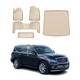 OMAC® - Classic 1st, 2nd Row & Cargo Beige Floor Mat and Cargo Liner Set