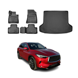OMAC® - Classic 1st, 2nd Row & Cargo Black Floor Mat and Cargo Liner Set