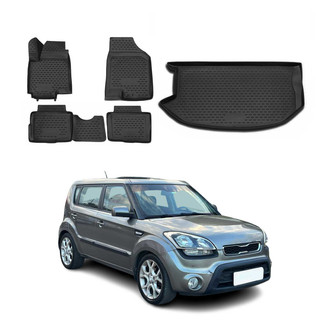 OMAC® - Classic 1st, 2nd Row & Cargo Black Floor Mat and Cargo Liner Set