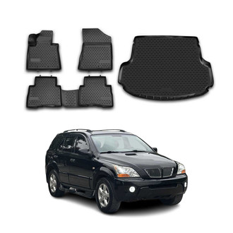 OMAC® - Classic 1st, 2nd Row & Cargo Black Floor Mat and Cargo Liner Set