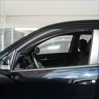OMAC® - In-Channel Black Smoke Front Window Visor Vent Rain Guard Deflector