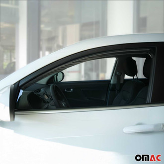 OMAC® - In-Channel Black Smoke Front Window Visor Vent Rain Guard Deflector