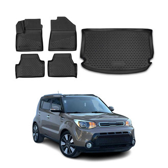 OMAC® - Classic 1st, 2nd Row & Cargo Black Floor Mat and Cargo Liner Set