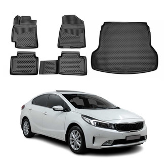 OMAC® - Classic 1st, 2nd Row & Cargo Black Floor Mat and Cargo Liner Set