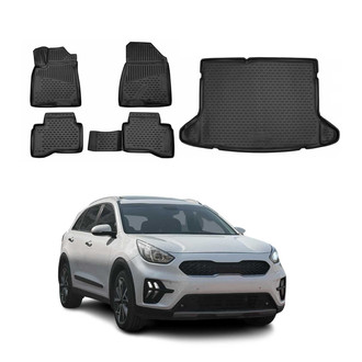 OMAC® - Classic 1st, 2nd Row & Cargo Black Floor Mat and Cargo Liner Set