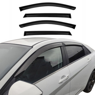 OMAC® - Tape-On Black Smoke Front and Rear Tape-On Window Visor Vent Rain Guard Deflector