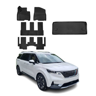 OMAC® - Classic 1st, 2nd Row & Cargo Black Floor Mat and Cargo Liner Set