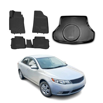 OMAC® - Classic 1st, 2nd Row & Cargo Black Floor Mat and Cargo Liner Set