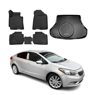 OMAC® - Classic 1st, 2nd Row & Cargo Black Floor Mat and Cargo Liner Set