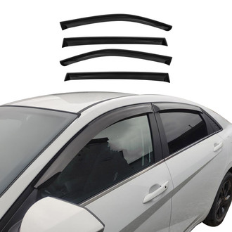OMAC® - Tape-On Black Smoke Front and Rear Tape-On Window Visor Vent Rain Guard Deflector