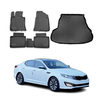 OMAC® - Classic 1st, 2nd Row & Cargo Black Floor Mat and Cargo Liner Set