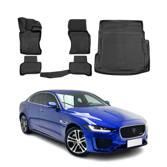 OMAC® - Classic 1st, 2nd Row & Cargo Black Floor Mat and Cargo Liner Set