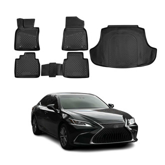 OMAC® - Classic 1st, 2nd Row & Cargo Black Floor Mat and Cargo Liner Set
