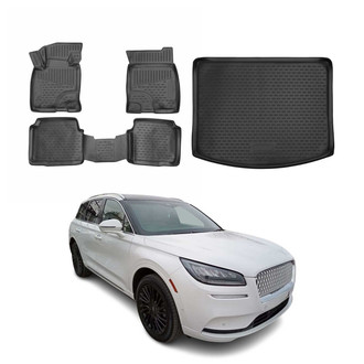 OMAC® - Classic 1st, 2nd Row & Cargo Black Floor Mat and Cargo Liner Set