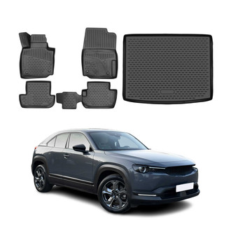 OMAC® - Classic 1st, 2nd Row & Cargo Black Floor Mat and Cargo Liner Set