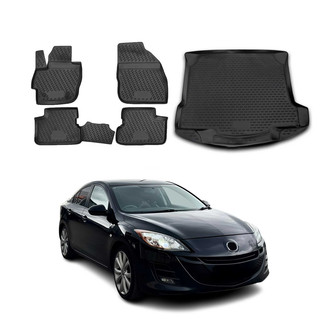 OMAC® - Classic 1st, 2nd Row & Cargo Black Floor Mat and Cargo Liner Set
