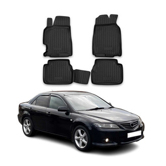 OMAC® 4697444 - Classic 1st & 2nd Row Black Floor Mat Set