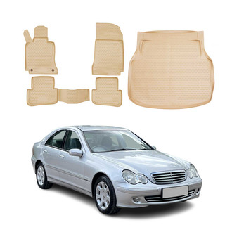 OMAC® - Classic 1st, 2nd Row & Cargo Beige Floor Mat and Cargo Liner Set