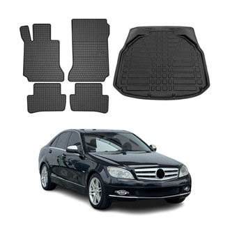 OMAC® - Classic 1st, 2nd Row & Cargo Black Floor Mat and Cargo Liner Set