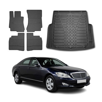 OMAC® - Classic 1st, 2nd Row & Cargo Black Floor Mat and Cargo Liner Set