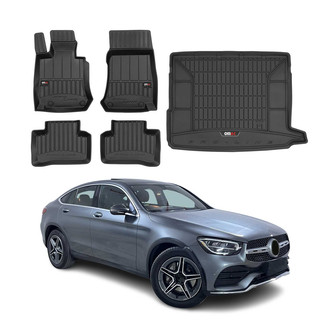 OMAC® - Premium 1st, 2nd Row & Cargo Black Floor Mat and Cargo Liner Set