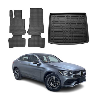 OMAC® - Classic 1st, 2nd Row & Cargo Black Floor Mat and Cargo Liner Set