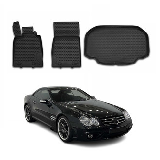 OMAC® - Classic 1st, 2nd Row & Cargo Black Floor Mat and Cargo Liner Set