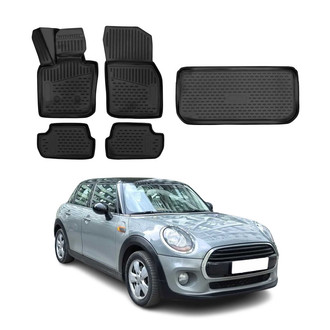 OMAC® - Classic 1st, 2nd Row & Cargo Black Floor Mat and Cargo Liner Set