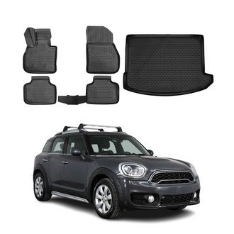 OMAC® - Classic 1st, 2nd Row & Cargo Black Floor Mat and Cargo Liner Set
