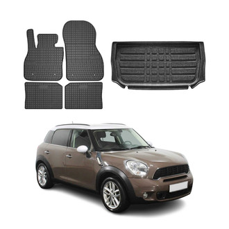 OMAC® - Classic 1st, 2nd Row & Cargo Black Floor Mat and Cargo Liner Set