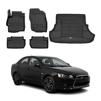 OMAC® - Premium 1st, 2nd Row & Cargo Black Floor Mat and Cargo Liner Set
