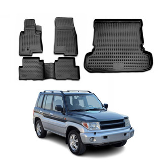 OMAC® - Classic 1st, 2nd Row & Cargo Black Floor Mat and Cargo Liner Set