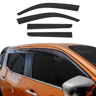 OMAC® - Tape-On Black Smoke Front and Rear Tape-On Window Visor Vent Rain Guard Deflector