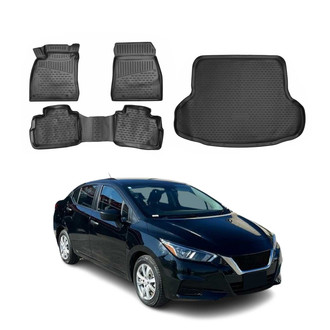 OMAC® - Classic 1st, 2nd Row & Cargo Black Floor Mat and Cargo Liner Set