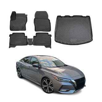 OMAC® - Classic 1st, 2nd Row & Cargo Black Floor Mat and Cargo Liner Set