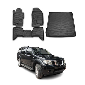 OMAC® - Premium 1st, 2nd Row & Cargo Black Floor Mat and Cargo Liner Set
