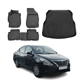 OMAC® - Classic 1st, 2nd Row & Cargo Black Floor Mat and Cargo Liner Set