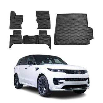 OMAC® - Classic 1st, 2nd Row & Cargo Black Floor Mat and Cargo Liner Set
