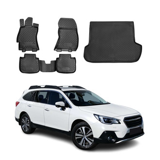 OMAC® - Classic 1st, 2nd Row & Cargo Black Floor Mat and Cargo Liner Set